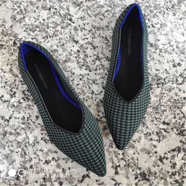 2020Women's Flat Shoes Ballet Shoes Breathable Knit Pointed Shoes Moccasin Mixed Color Women's Soft Shoes Women Zapatos De