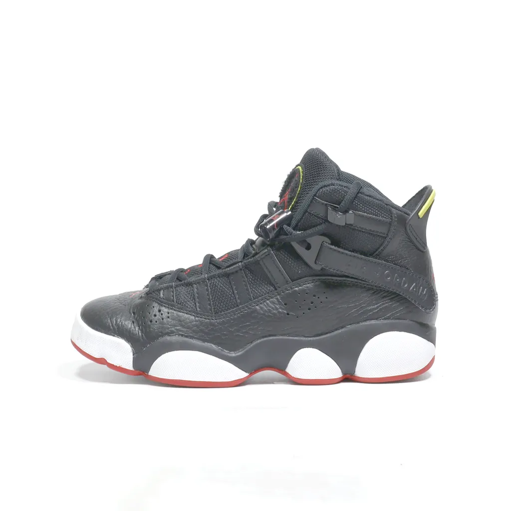 Air Jordan 6 Rings Sneakers Leather Black Color For Kids