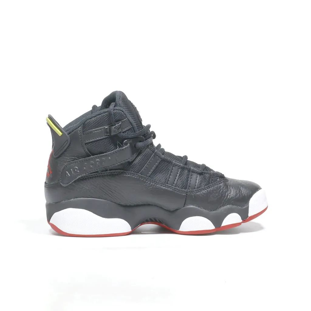 Air Jordan 6 Rings Sneakers Leather Black Color For Kids