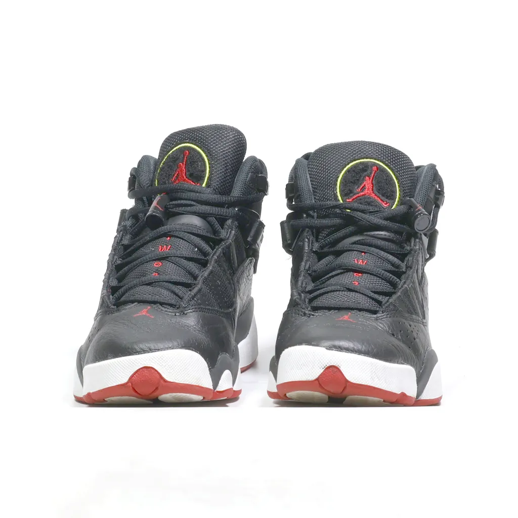 Air Jordan 6 Rings Sneakers Leather Black Color For Kids