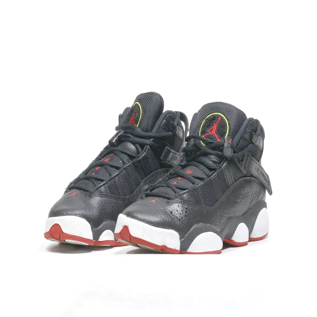 Air Jordan 6 Rings Sneakers Leather Black Color For Kids
