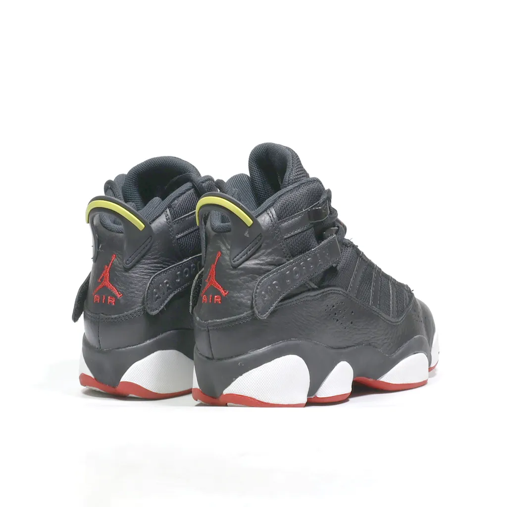 Air Jordan 6 Rings Sneakers Leather Black Color For Kids
