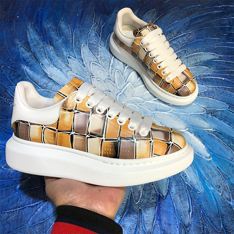 ALISANDRO MCQUEEN CAMO GRAFFITI URBAN DESIGN CHUNKY SOLE UNISEX SNEAKER