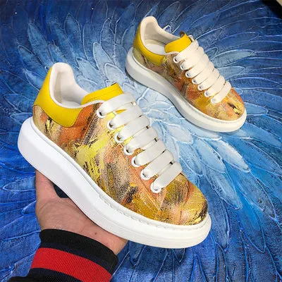 ALISANDRO MCQUEEN CAMO GRAFFITI URBAN DESIGN CHUNKY SOLE UNISEX SNEAKER