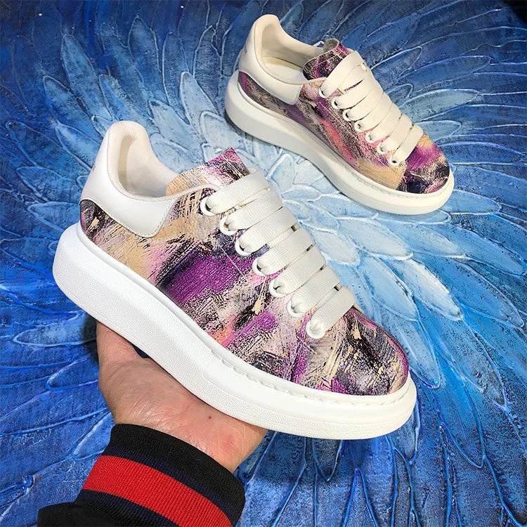 ALISANDRO MCQUEEN CAMO GRAFFITI URBAN DESIGN CHUNKY SOLE UNISEX SNEAKER