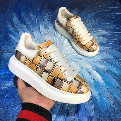 ALISANDRO MCQUEEN CAMO GRAFFITI URBAN DESIGN CHUNKY SOLE UNISEX SNEAKER