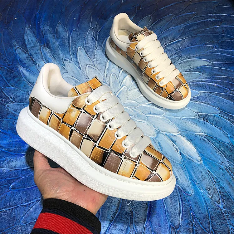 ALISANDRO MCQUEEN CAMO GRAFFITI URBAN DESIGN CHUNKY SOLE UNISEX SNEAKER