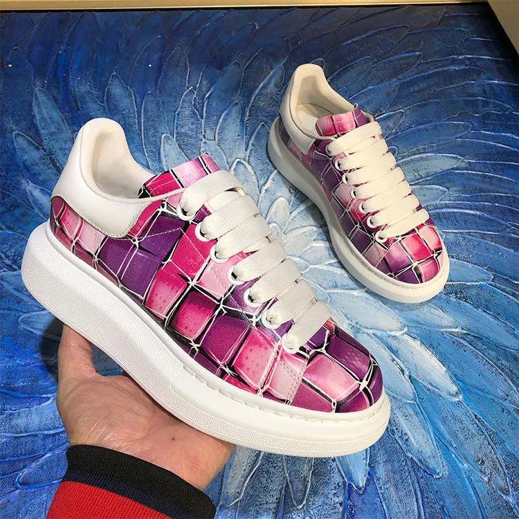 ALISANDRO MCQUEEN CAMO GRAFFITI URBAN DESIGN CHUNKY SOLE UNISEX SNEAKER