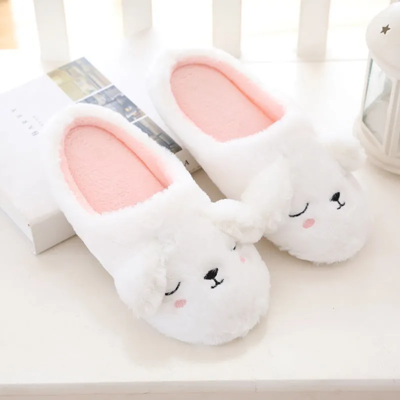 Animal Slippers Cartoon White Puppy Cute Indoor Female Slippers Non-slip UGG Style