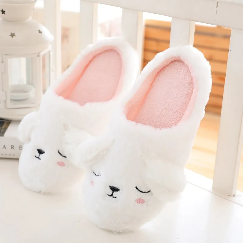 Animal Slippers Cartoon White Puppy Cute Indoor Female Slippers Non-slip UGG Style