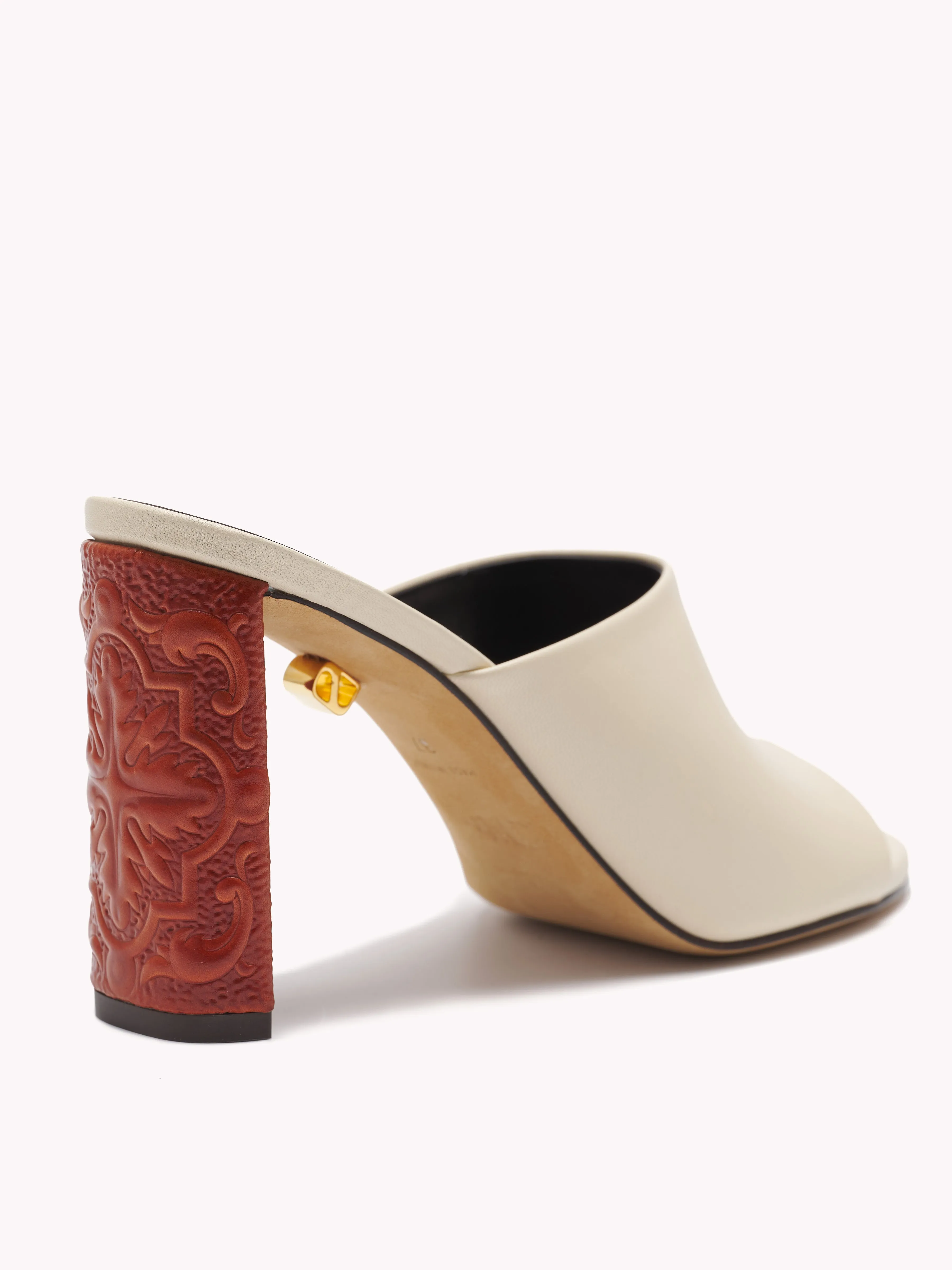 Annabelle Maca High-Heel Nappa Cream Mules