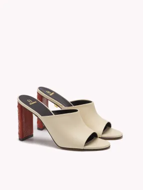 Annabelle Maca High-Heel Nappa Cream Mules