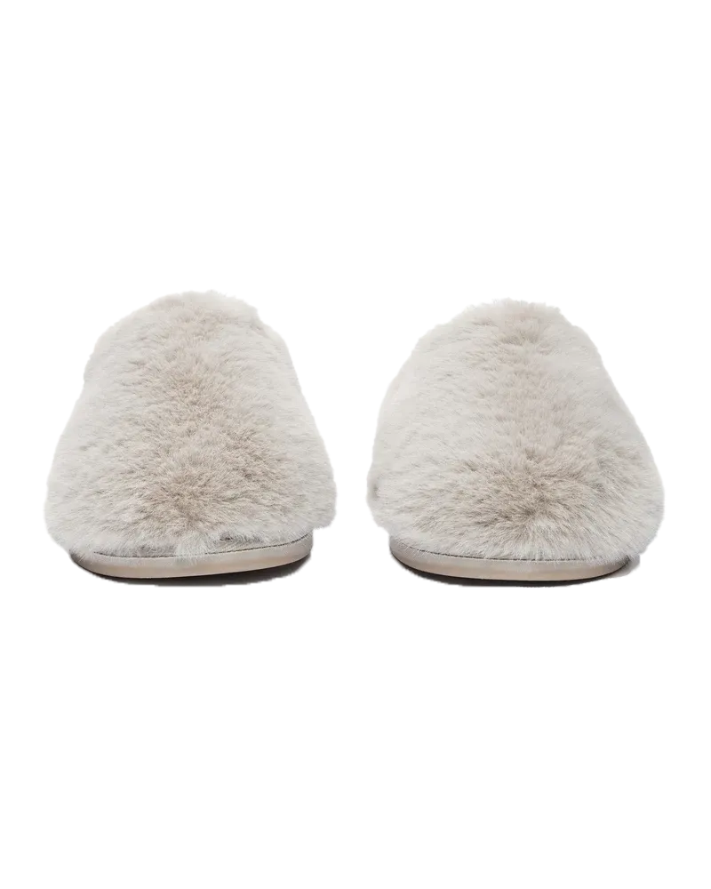 Ariana Luxury Faux Fur Mules in Trace Grey