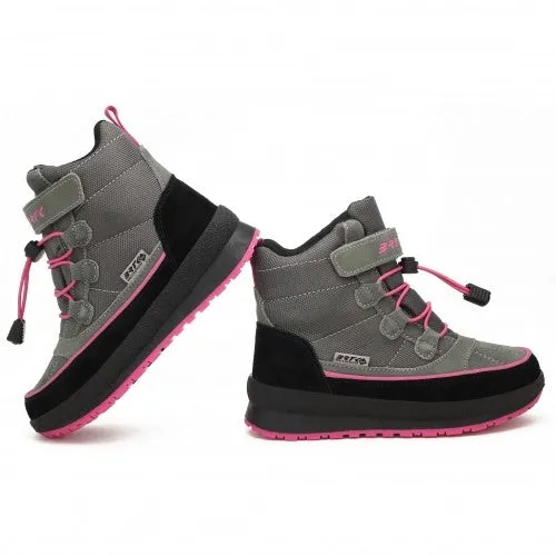 Bartek Girls' Gray and Pink Insulated Ankle Boots | 17288004