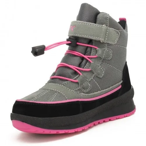 Bartek Girls' Gray and Pink Insulated Ankle Boots | 17288004