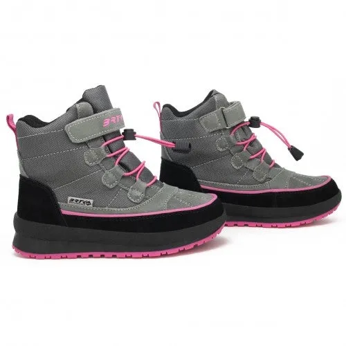 Bartek Girls' Gray and Pink Insulated Ankle Boots | 17288004