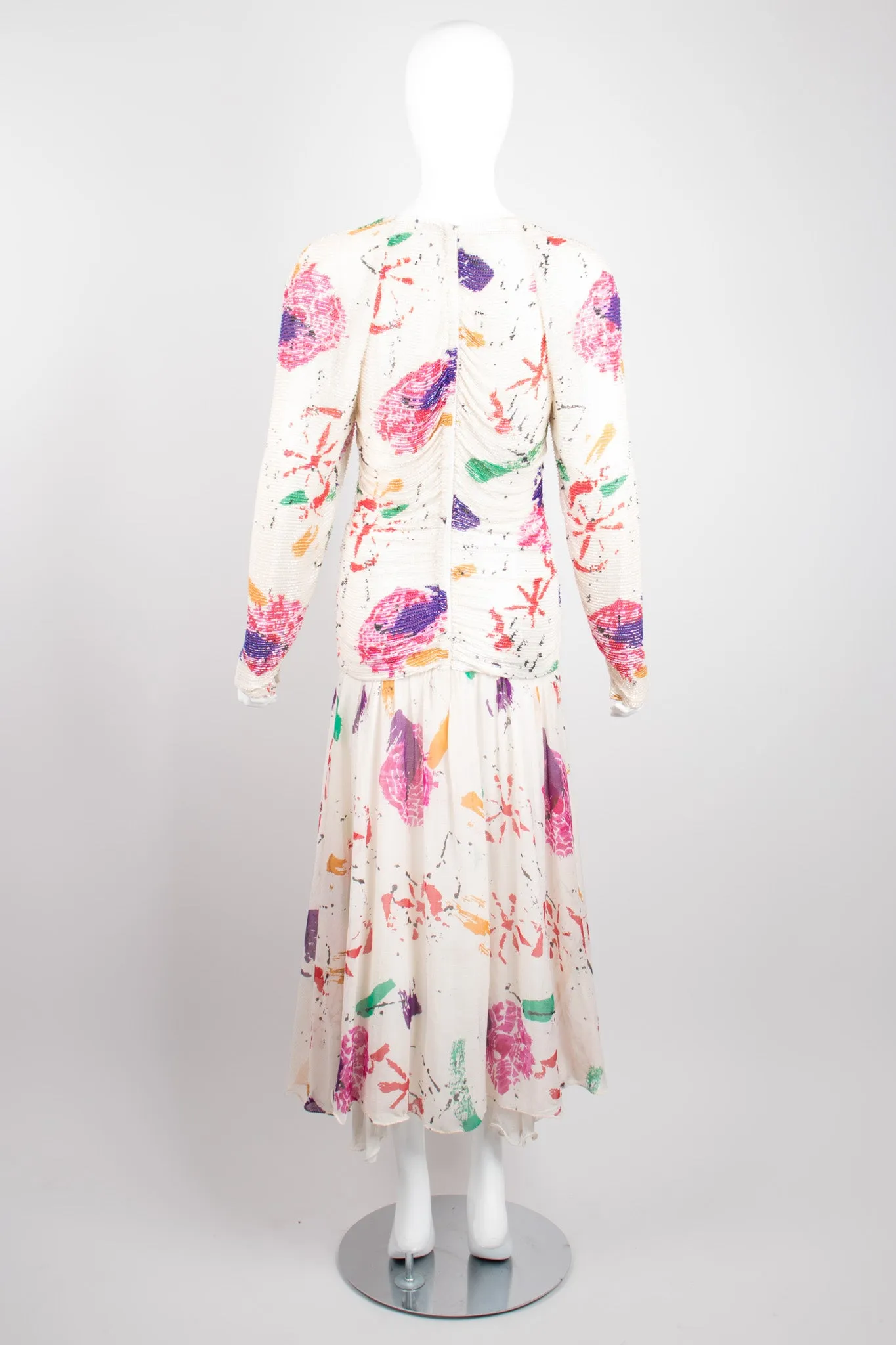 Beaded Abstract Paint Spatter Dress