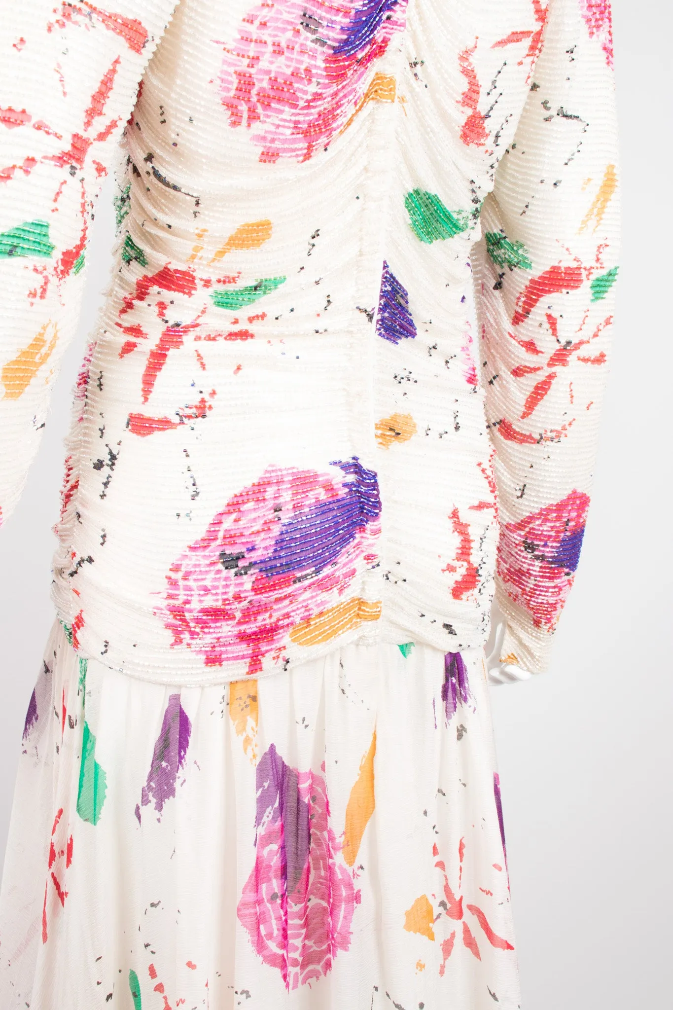 Beaded Abstract Paint Spatter Dress