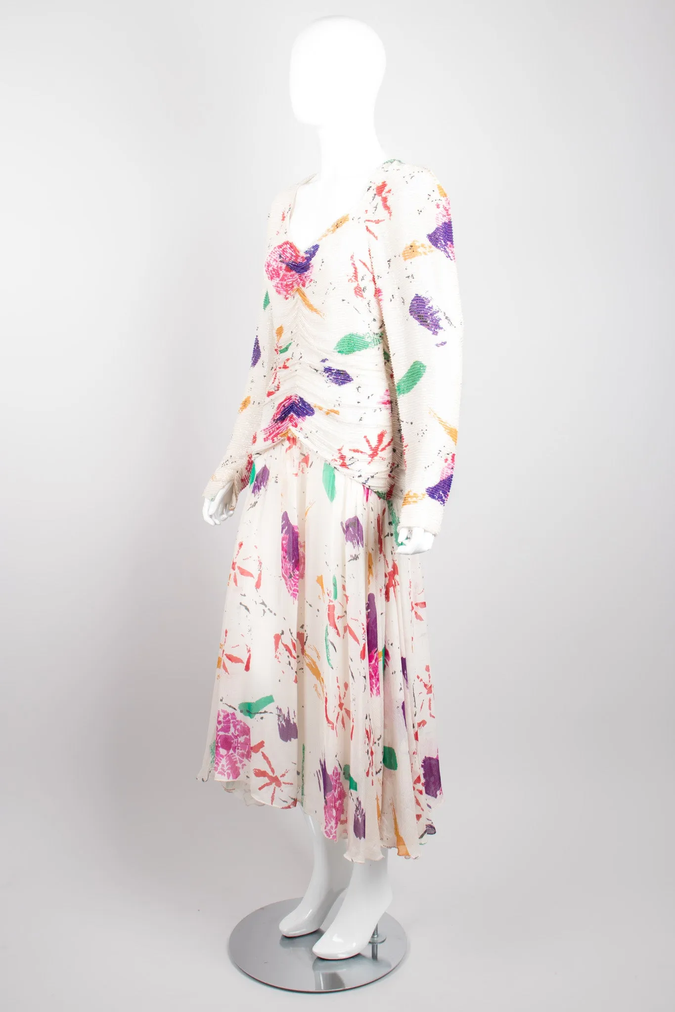 Beaded Abstract Paint Spatter Dress