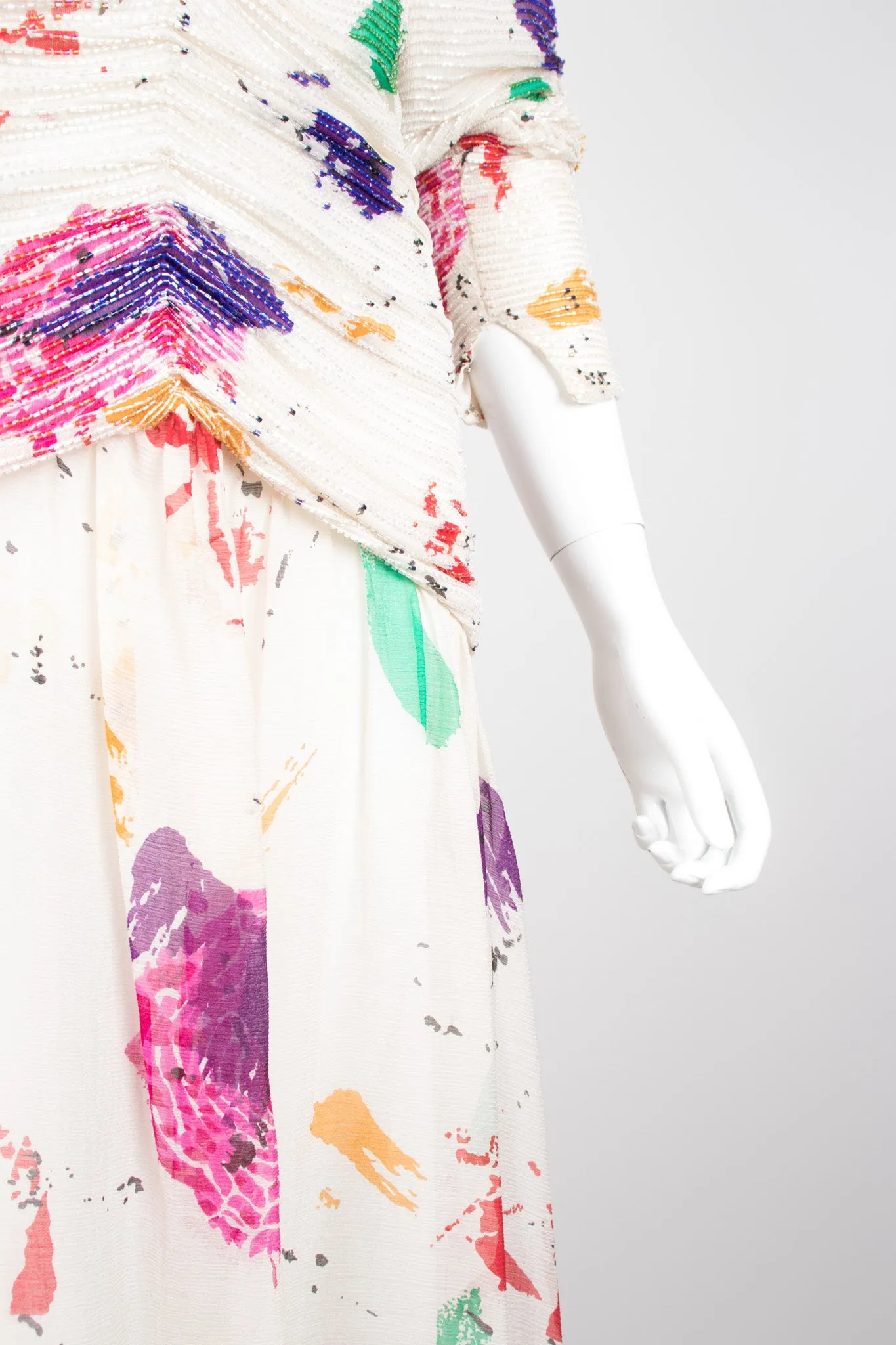 Beaded Abstract Paint Spatter Dress