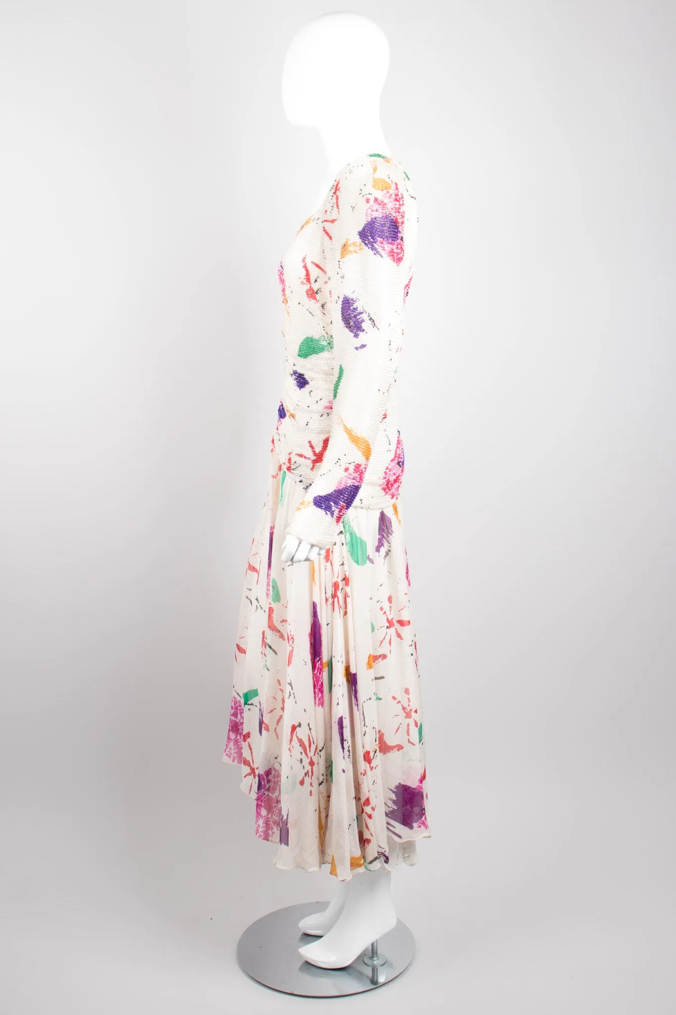 Beaded Abstract Paint Spatter Dress