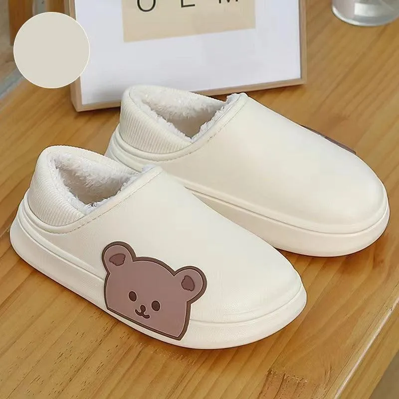 Bear Fluffy Winter Warm House Slippers for Couples