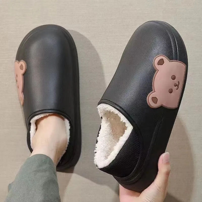 Bear Fluffy Winter Warm House Slippers for Couples