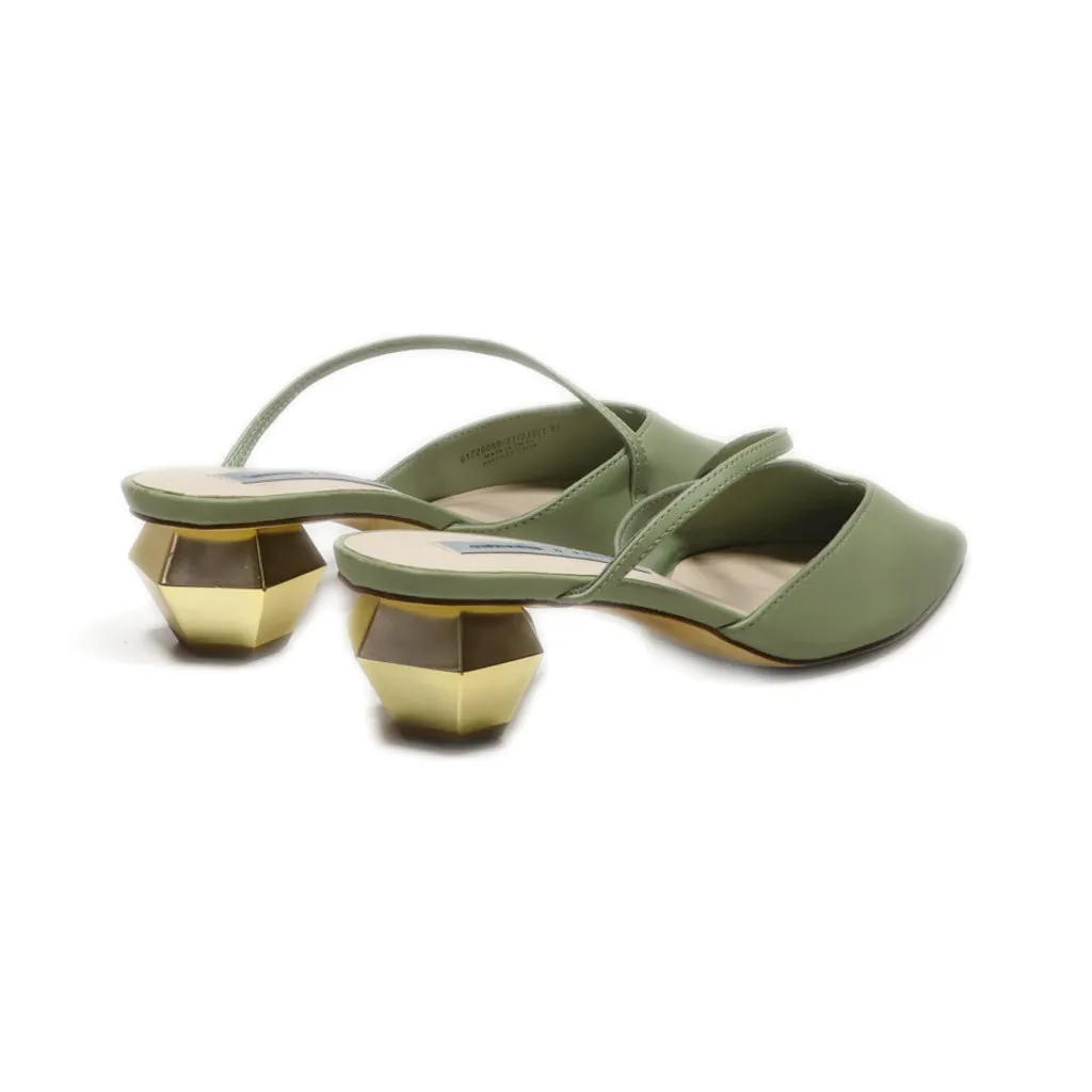 Charles & Keith Mules Leather Green Colour For Women