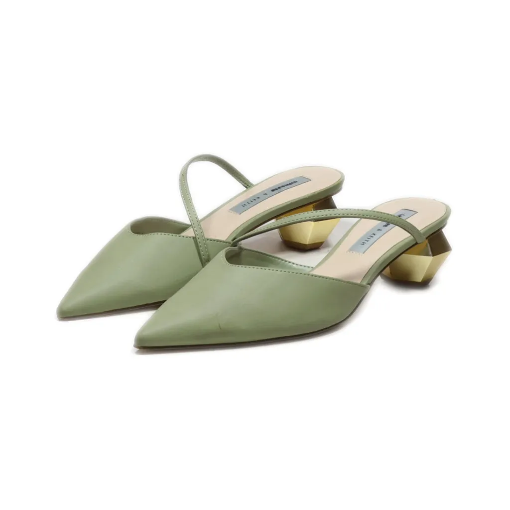 Charles & Keith Mules Leather Green Colour For Women