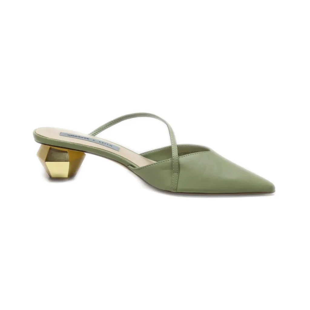 Charles & Keith Mules Leather Green Colour For Women