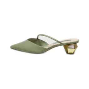 Charles & Keith Mules Leather Green Colour For Women