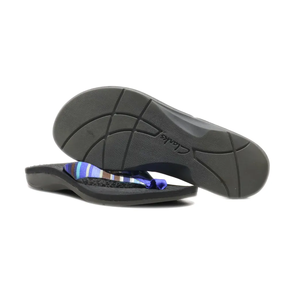 Clarks Flat Sandals Fabric Blue Colour For Women