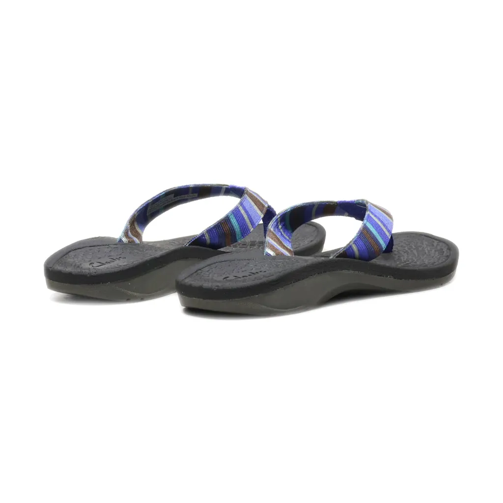Clarks Flat Sandals Fabric Blue Colour For Women