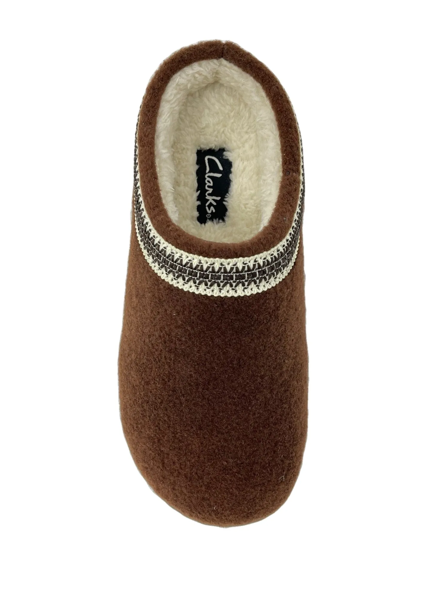 Clarks Indoor and Outdoor Dark Brown Cozy Wool Mule Slip-On Fur Lined Clogs
