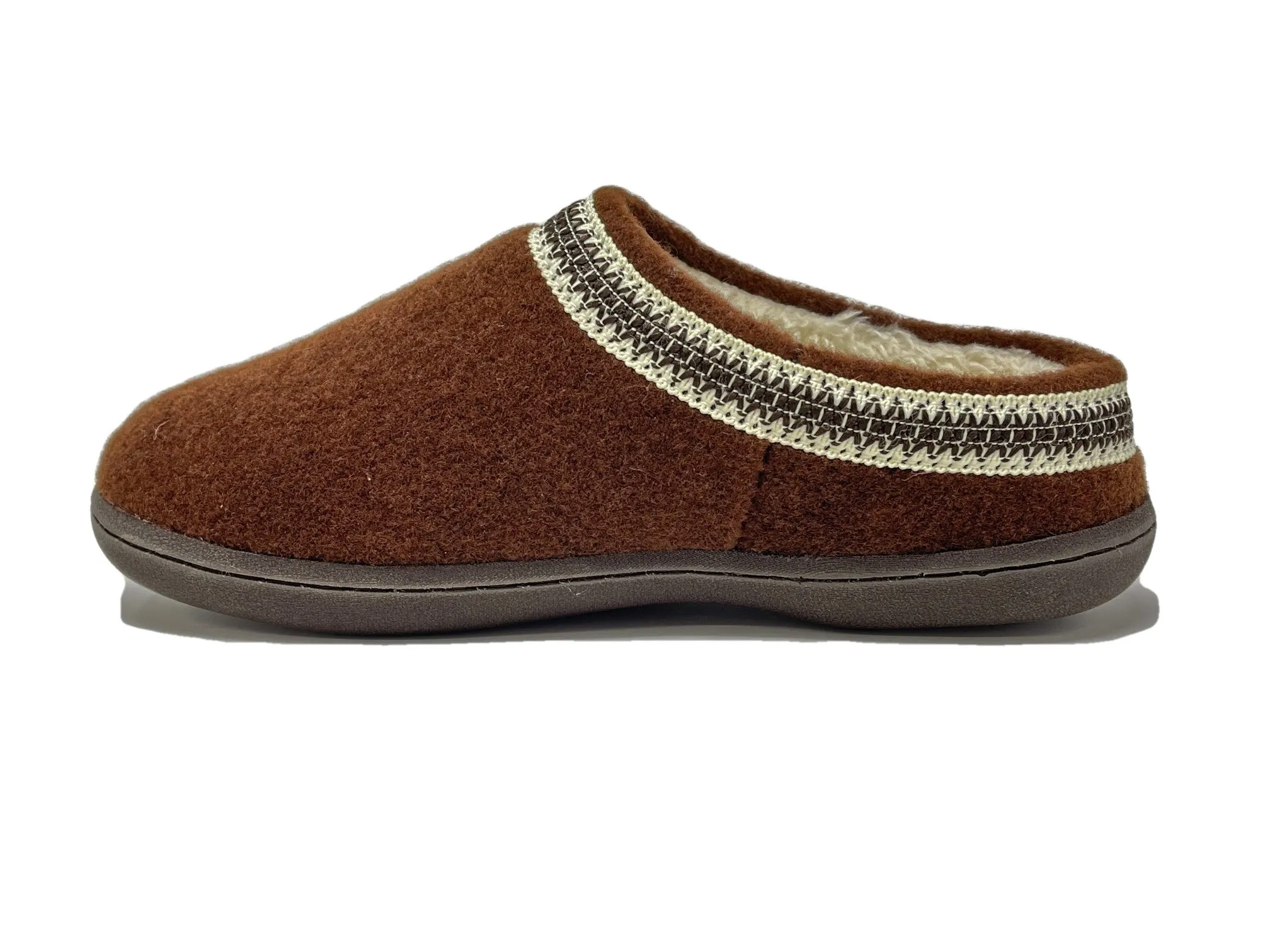 Clarks Indoor and Outdoor Dark Brown Cozy Wool Mule Slip-On Fur Lined Clogs