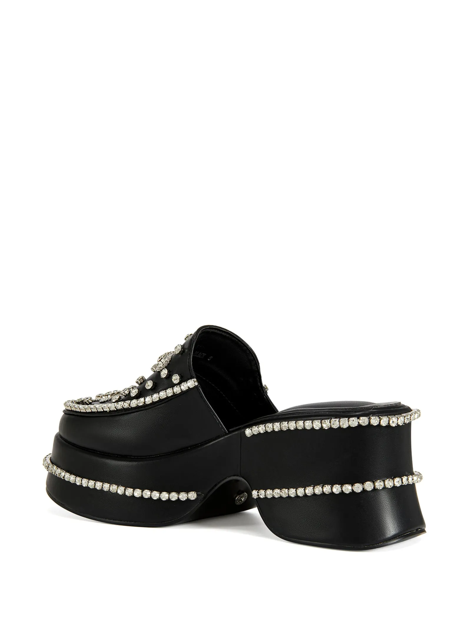 DRIVEFAST-BLACK CROSS ENCRUSTED FLATFORM CLOG