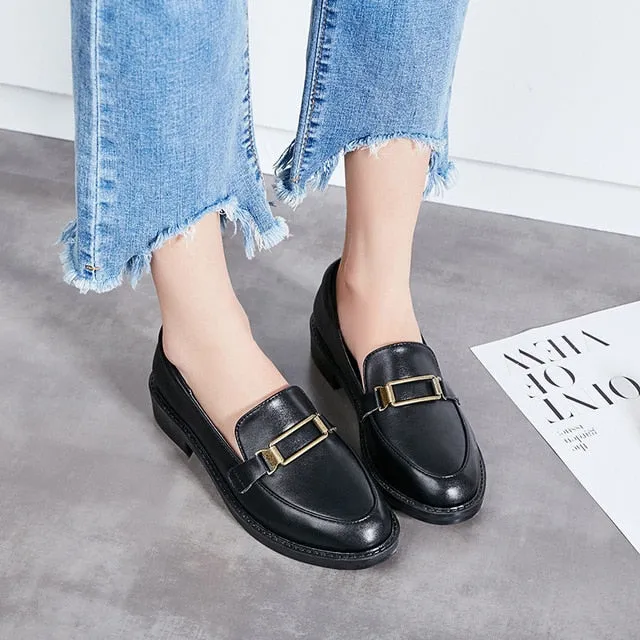 European and American fashion women's shoes retro loaferflate small leather shoes light-mouthed single shoes