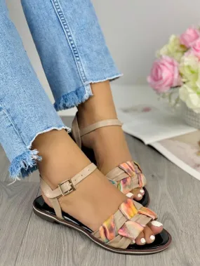 Glamorous Gleam: Luxurious Shining Black Flat Sandals with Elegant Design by Deminis Atelier