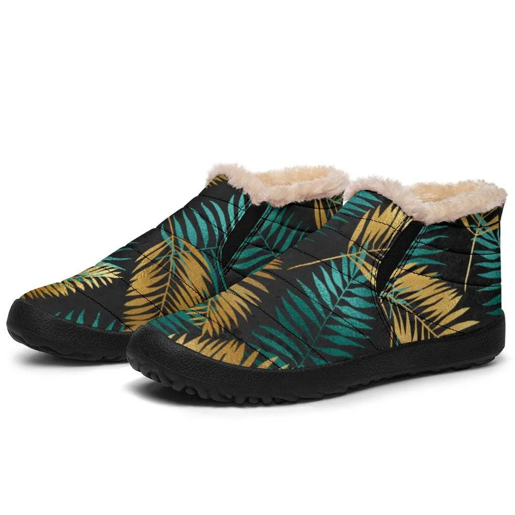 Gold & Teal Leaves Winter Boots