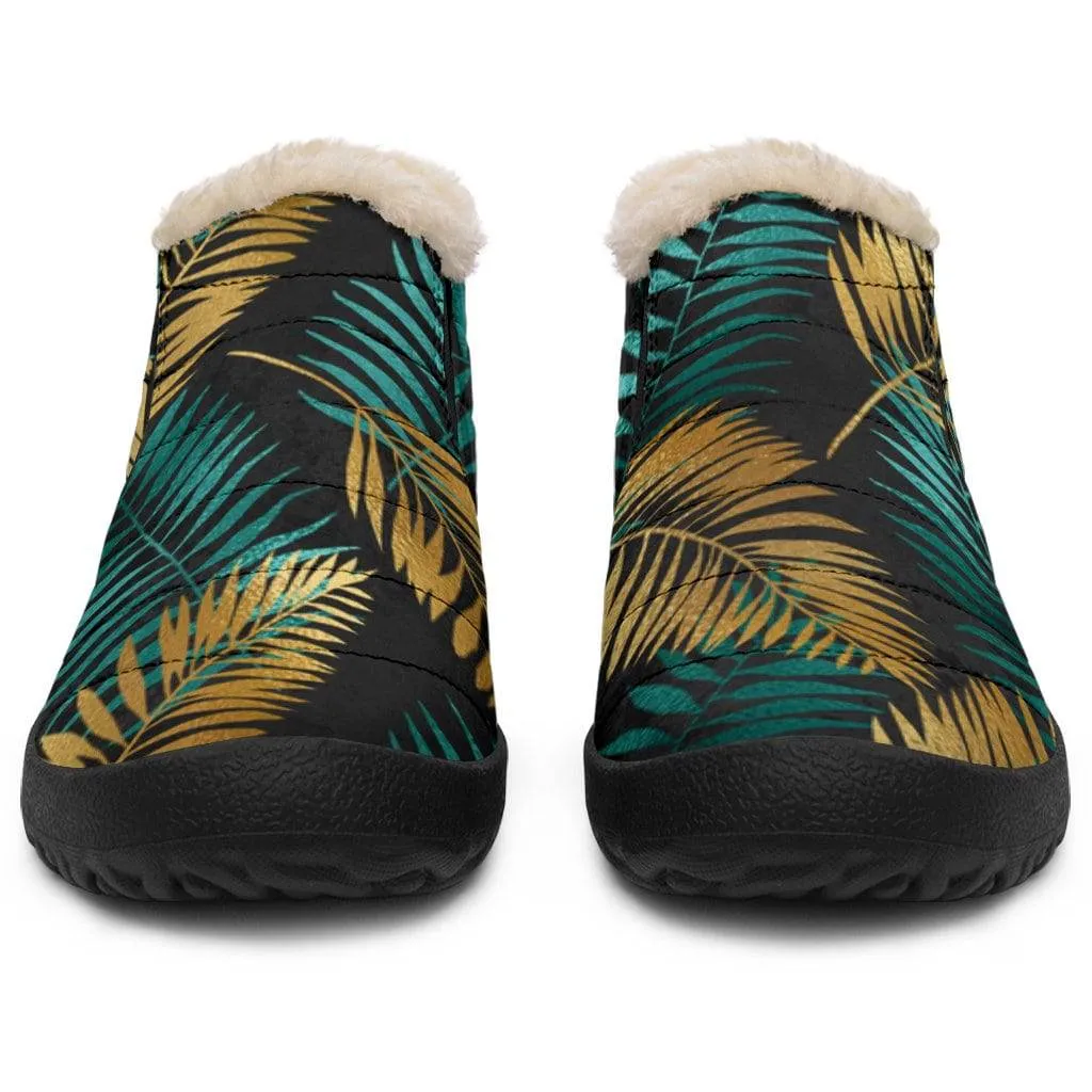Gold & Teal Leaves Winter Boots