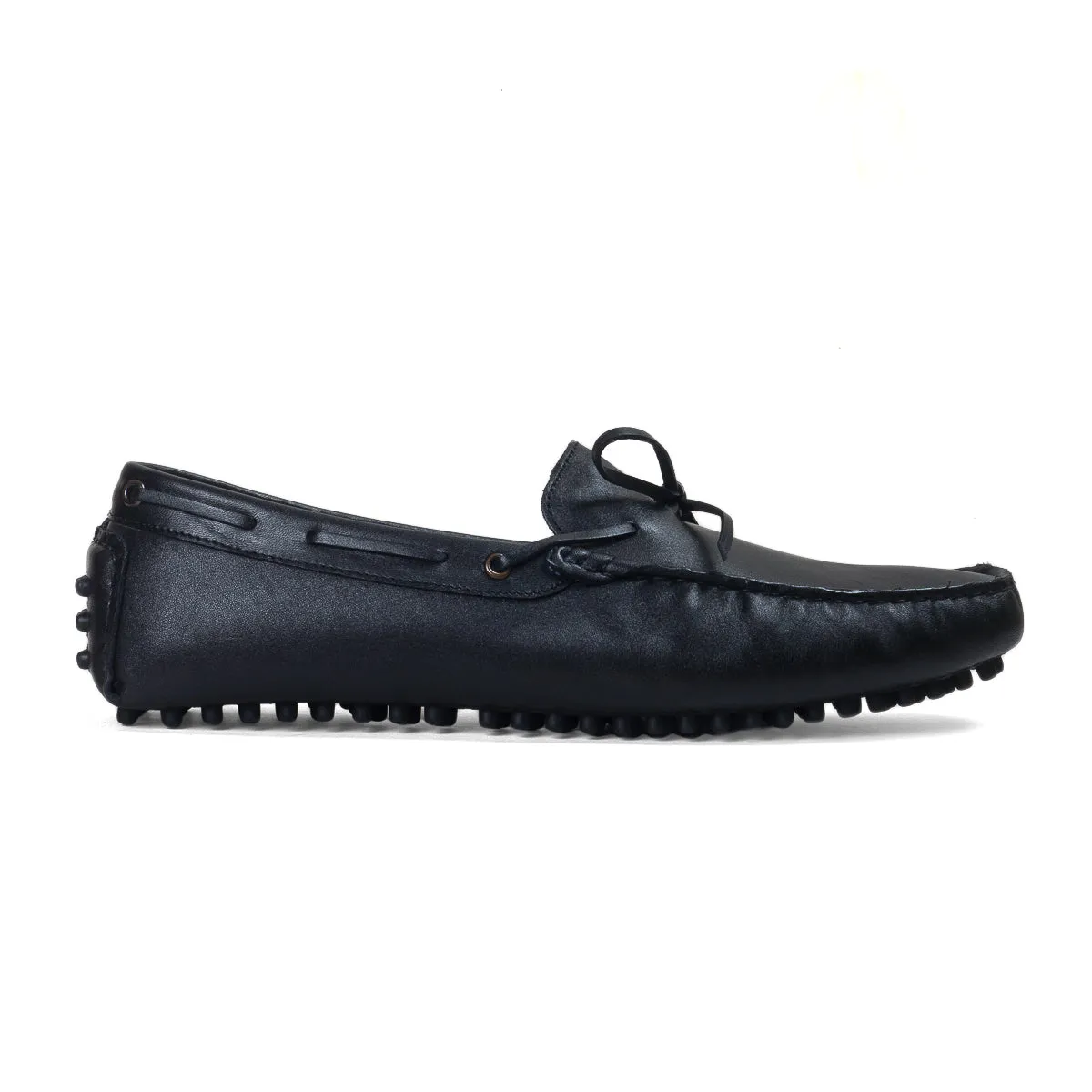Gommino Leather Bow Loafers (Black)