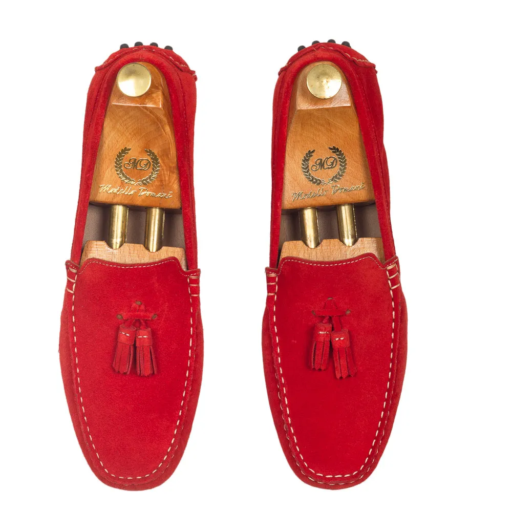 Gommino Suede Tassel Loafers (Red)