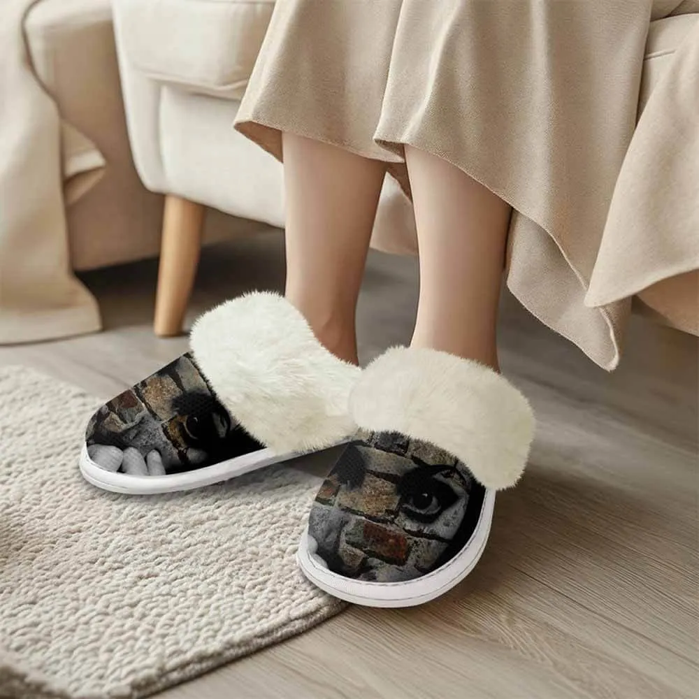 Horror Wall Face Keep Warm Cotton Slippers