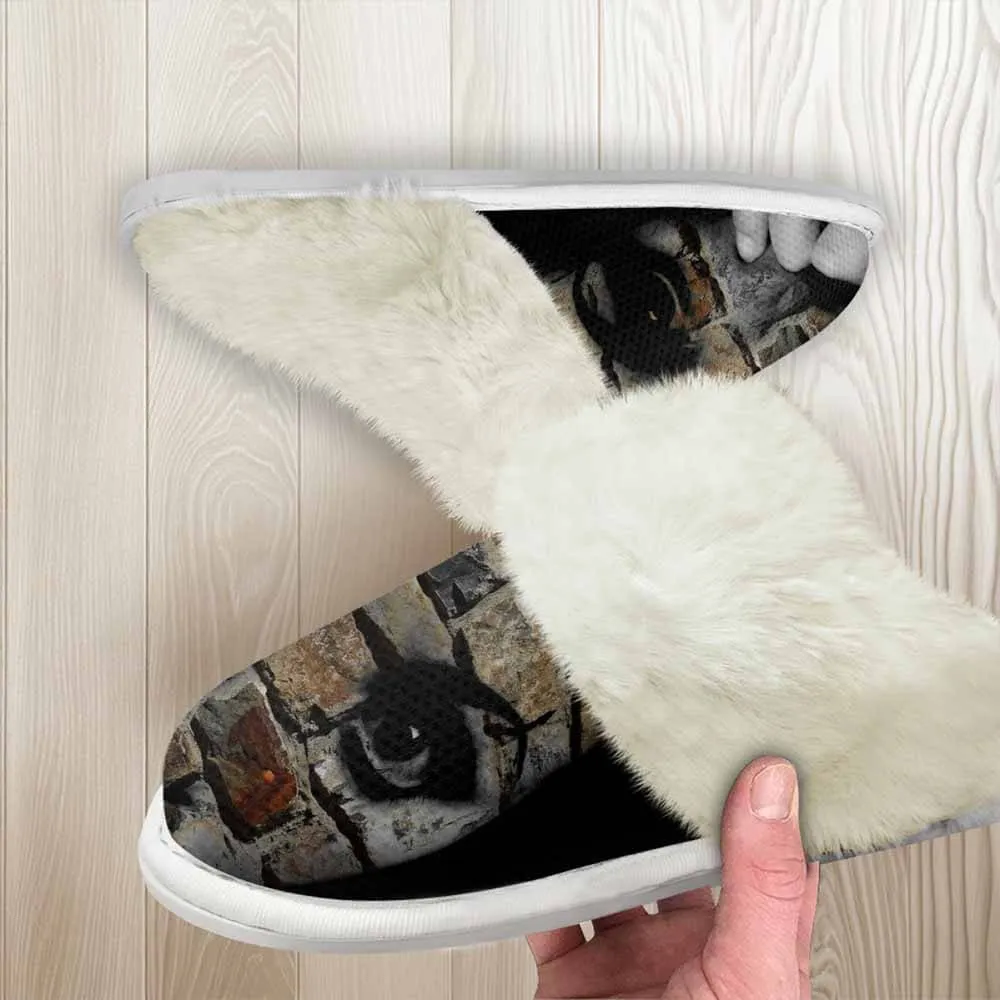 Horror Wall Face Keep Warm Cotton Slippers