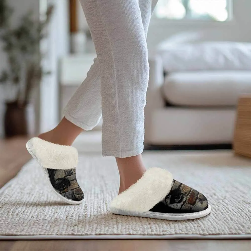 Horror Wall Face Keep Warm Cotton Slippers