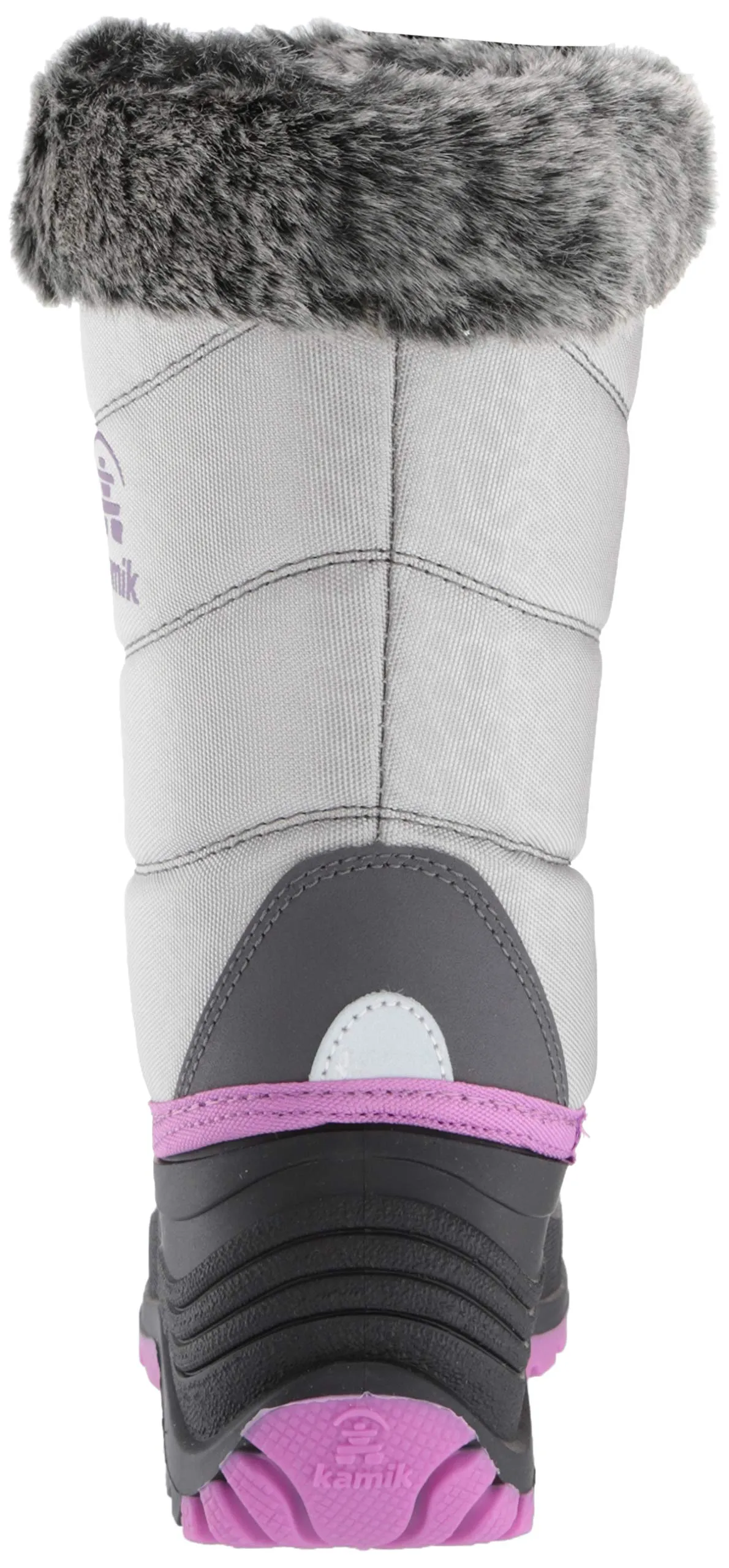 Kamik Kids' Snowgypsy3 Snow Boot Grey Purple Waterproof Rounded Toe Snow Boots