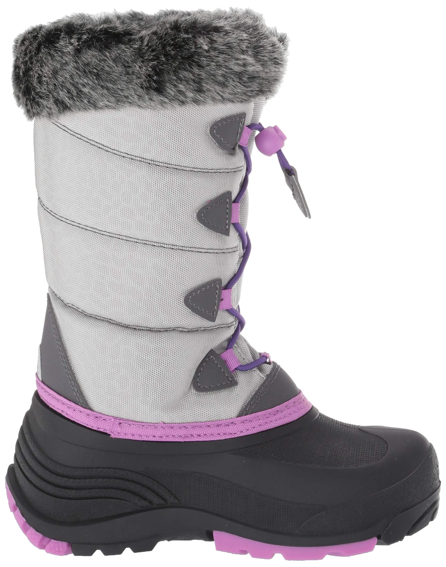 Kamik Kids' Snowgypsy3 Snow Boot Grey Purple Waterproof Rounded Toe Snow Boots