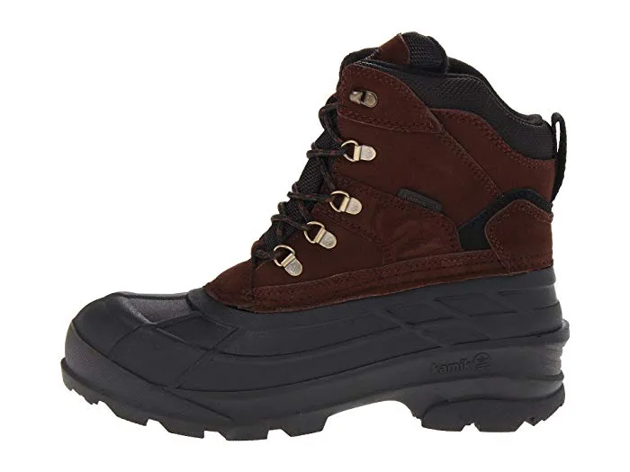 Kamik Men's Fargo Boot Dark Brown Waterproof Lace Up Winter Snow Ankle Boots