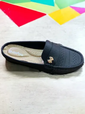 Ladies Bow Decor Patterned-Perforation Mules (Only Size 42/11)