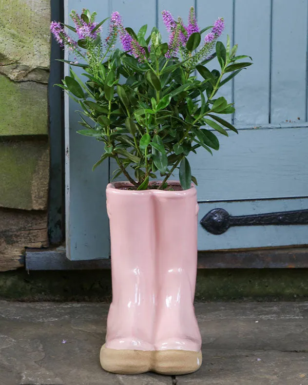 Large Pink Wellington Boots Planter